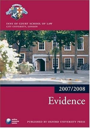 Seller image for Evidence 2007-2008: 2007 Edition |a 2007 ed. (Bar Manuals) for sale by WeBuyBooks