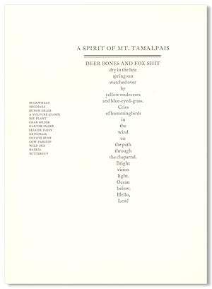 [Broadside:] A SPIRIT OF MR. TAMALPAIS [caption title]