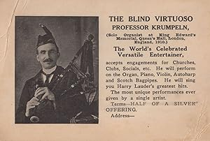 Professor Krumpelin Blind Scottish Bagpipes 1910 London Concert Postcard
