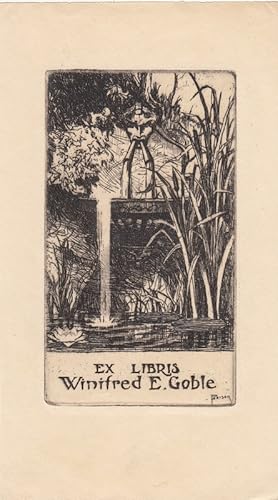 Imagen del vendedor de Ex Libris Winifred E. Goble. Wasserspeier und Brunnenschale. a la venta por Antiquariat  Braun