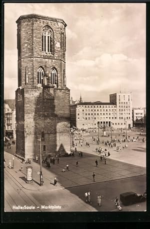 Ansichtskarte Halle a. Saale, der Rote Turm auf dem Marktplatz