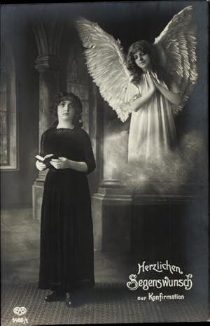 Ansichtskarte / Postkarte Glückwunsch Konfirmation, Engel, Betendes Mädchen - EAS 1485/1