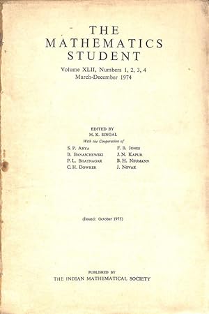 Seller image for The Mathematics Student Vol. XLII, No. 1, 2, 3, 4 for sale by Majestic Books
