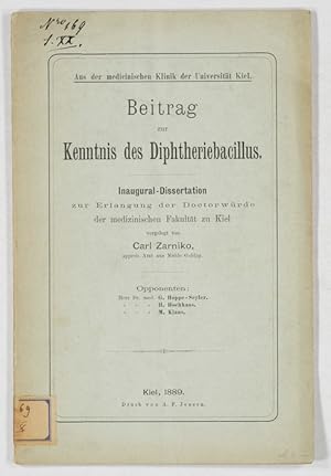 Imagen del vendedor de Beitrag Zur Kenntniss des Diphtheriebacillus. Inaugural Dissertation. a la venta por Antiq. F.-D. Shn - Medicusbooks.Com