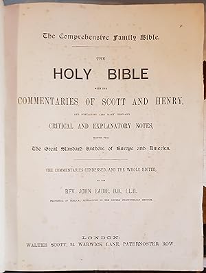 Imagen del vendedor de The Holy Bible with the commentaries of Scott and Henry and containing also many thousand Critical and Explanatory Notes selected from The Great Standard Authors of Europe and America a la venta por Hanselled Books