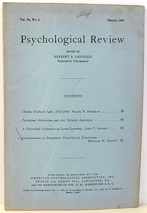Bild des Verkufers fr Psychological Review Vol. 54, No. 2 - March 1947 zum Verkauf von Evolving Lens Bookseller