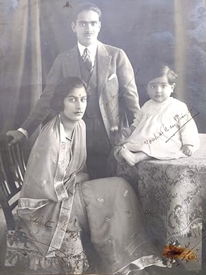 Image du vendeur pour H.H. Sir Jogindra Sen Bahadur, last Raja of Mandi with first wife Rani Amrit Kaur Princess of Kapurthala & son 'Prince Tibu' mis en vente par Hnersdorff Rare Books ABA ILAB