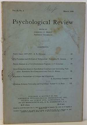 Immagine del venditore per Psychological Review Vol. 55, No. 2 - March 1948 venduto da Evolving Lens Bookseller