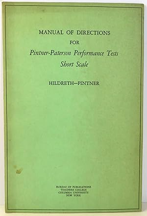 Manual of Directions for Panther-Paterson Performance Tests Short Scale