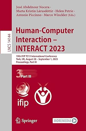 Immagine del venditore per Human-Computer Interaction - INTERACT 2023 venduto da moluna