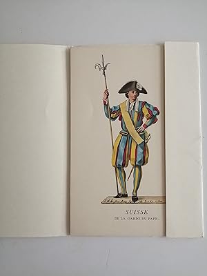 Reproducciones en color de grabados del siglo XVIII que representan a los guardias suizos del Vat...