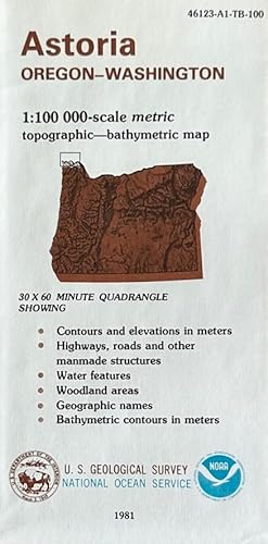 Bild des Verkufers fr Astoria, Oregon-Washington 1:100 000-Scale Metric Topographic--Bathymetric Map (Number 46123-A1-TB-100) zum Verkauf von Mowrey Books and Ephemera