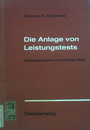 Bild des Verkufers fr Die Anlage von Leistungstests. Diesterwegs rote Reihe zum Verkauf von books4less (Versandantiquariat Petra Gros GmbH & Co. KG)