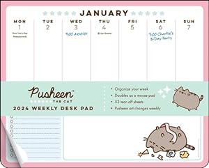 Seller image for Pusheen 2024 Weekly Desk Pad Calendar (Calendar) for sale by BargainBookStores