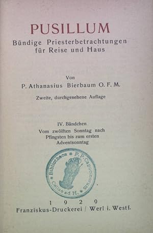 Imagen del vendedor de Vom zwlften Sonntag nach Pfingsten bis zum ersten Adventsonntag Pusillum, Bd. 4 a la venta por books4less (Versandantiquariat Petra Gros GmbH & Co. KG)