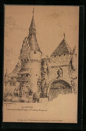 Bild des Verkufers fr Knstler-Ansichtskarte Lucerne, Intern. Kriegs- und Friedens-Museum zum Verkauf von Bartko-Reher