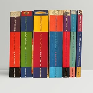 Seller image for The Harry Potter Books [comprising] the Philosopher's Stone, Chamber of Secrets, Prisoner of Azkaban, Goblet of Fire, Order of the Phoenix, Deathly Hallows and Half-Blood Prince - all first printings of the paperbacks for sale by John Atkinson Books ABA ILAB PBFA