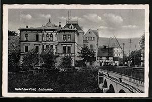 Ansichtskarte Letmathe bei Iserlohn, Hotel zur Post L. Erbeling, Gebäudeansicht mit Brücke