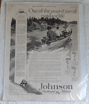 Immagine del venditore per Johnson Outboard Motors Advertisement From "The Saturday Evening Post" venduto da The Librarian's Books