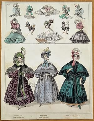 PERIOD COSTUME, Townsend, Ladies Paris Fashion plate 531 antique print 1833