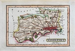 Antique Map MIDDLESEX /LONDON Darton Original Hand Colour Miniature County Map c1822
