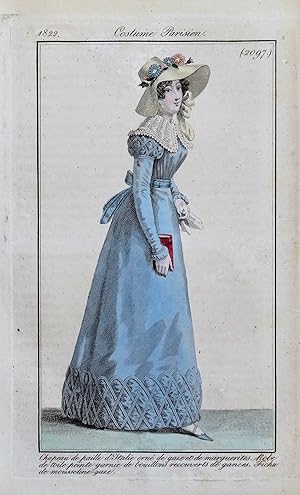 PERIOD FASHION COSTUME Ladies Dress No.2097,Journal des Dames, Antique Print 1822