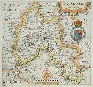 Antique Map OXFORDSHIRE, SAXTON & HOLE, Camden original 1637