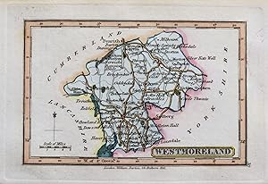 Antique Map WESTMORELAND, Darton Original Hand Coloured Miniature c1822