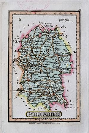 Antique Map WILTSHIRE, Darton Hand Coloured Original Miniature c 1822