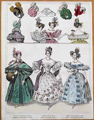 PERIOD COSTUME, Townsend, Ladies Paris Fashion plate 541 antique print 1833