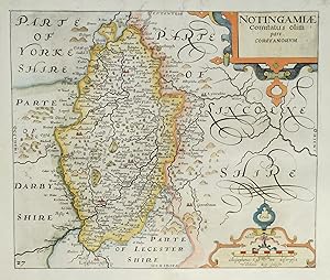 Antique Map NOTTINGHAMSHIRE, SAXTON & KIP, Camden original 1637