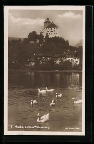 Bild des Verkufers fr Ansichtskarte Buchs, Schloss Werdenberg vom Schwanensee aus gesehen zum Verkauf von Bartko-Reher