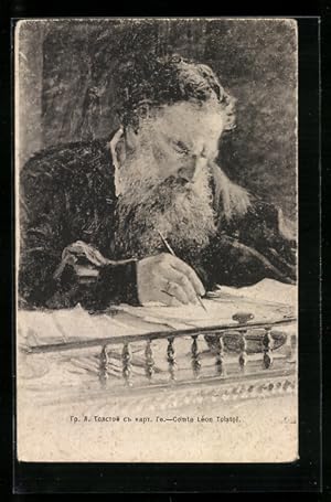 Imagen del vendedor de Knstler-Ansichtskarte Comte Leon Tolstoi beim Schreiben a la venta por Bartko-Reher