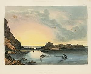 Bild des Verkufers fr Coast Scene near Rapid Bay, Sunset. Natives fishing with Nets zum Verkauf von Michael Treloar Booksellers ANZAAB/ILAB