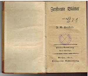 Bild des Verkufers fr Zerstreute Bltter von J. G. Herder. Fnfte Sammlung, Neue Auflage. zum Verkauf von Antiquariat Appel - Wessling