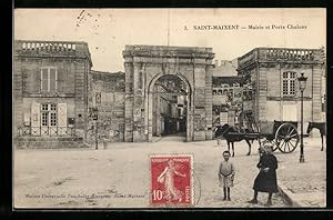 Carte postale Saint-Maixent, Mairie et Porte Chalons