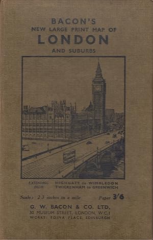 Imagen del vendedor de Bacon's large print map of London and suburbs [cartographic material]. a la venta por In 't Wasdom - antiquariaat Cornelissen & De Jong