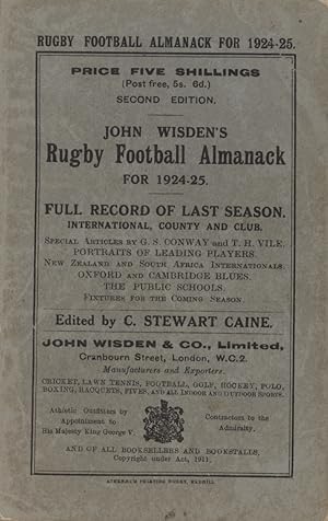 Image du vendeur pour JOHN WISDEN'S RUGBY FOOTBALL ALMANACK FOR 1924-25 mis en vente par Sportspages