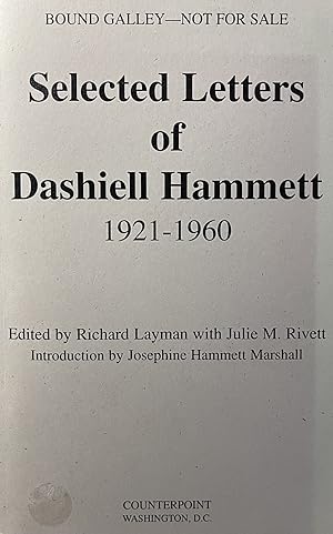 Seller image for Selected Letters of Dashiell Hammett 1921-1960 for sale by 32.1  Rare Books + Ephemera, IOBA, ESA