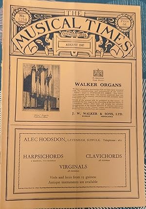 Imagen del vendedor de The Musical Times August 1947 No.1254 / L D Gibbin "Music in the World of Tomorrow" / Alexander Brent-Smith "On Following the Fashion" / Distribution Of Diplomas, July 1947 / London Concerts/ The Cheltenham Festival / The Copenhagen I.S.C.M. Festival a la venta por Shore Books