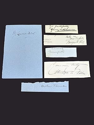 Seller image for Newlyn School - six painter's autographs: Lamorna Birch, Stanhope Forbes, Henry Rheam, Baragwanath King, Arthur Tanner & Norman Garstin for sale by Cox & Budge Books, IOBA