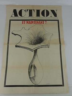 Imagen del vendedor de (Mai 1968 / De Gaulle) ACTION. n17 du mardi 25 juin. Et maintenant ? Couverture de CARDON. Journal ralis au Service des Comits d'Action, avec le soutien de l'UNEF, du SNESup et des Comits d'Action Lycens a la venta por Librairie Christian Chaboud