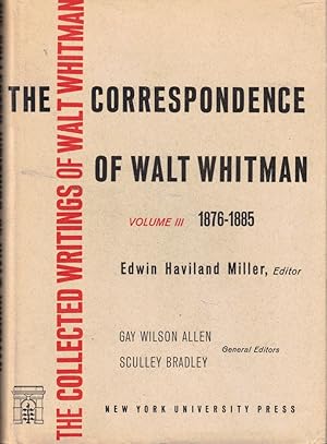 Bild des Verkufers fr The Correspondence of Walt Whitman Volume III: 1876-1885 zum Verkauf von Kenneth Mallory Bookseller ABAA