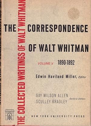 Seller image for The Correspondence of Walt Whitman Volume V: 1890-1892 for sale by Kenneth Mallory Bookseller ABAA