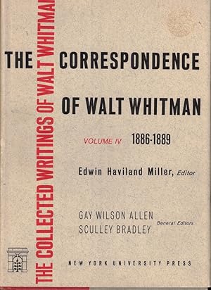 Bild des Verkufers fr The Correspondence of Walt Whitman Volume IV: 1886-1889 zum Verkauf von Kenneth Mallory Bookseller ABAA