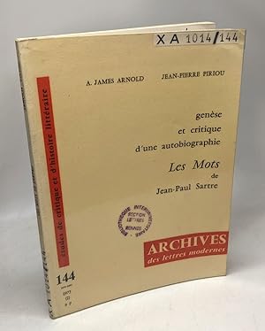 Image du vendeur pour Gense et critique d'une autobiographie les mots de sartre / archives des lettres modernes 144 mis en vente par crealivres