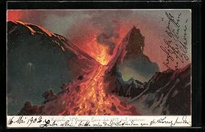 Künstler-Ansichtskarte Napoli, Il Vesuvio-Lave del 1872 sul Cratere, Vulkan