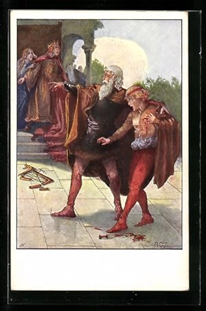 Bild des Verkufers fr Ansichtskarte Snger wurde bei seiner Vorstellung umgebracht, Gedicht von Ludwig Uhland zum Verkauf von Bartko-Reher