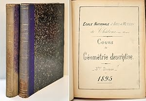 COURS de GÉOMÉTRIE DESCRIPTIVE 3e division + l'Atlas des PLANCHES, 1895.
