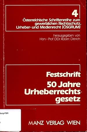 Bild des Verkufers fr Festschrift 50 Jahre Urheberrechtsgesetz Band 4 zum Verkauf von avelibro OHG